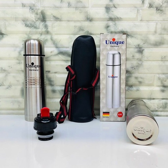 فلاسک نیم لیتری یونیک ،دارای کیف چرمی