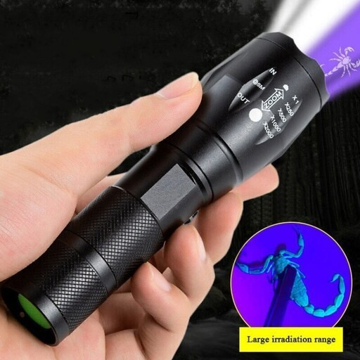چراغ قوه یو وی (یووی UV) اصلی،فرابنفش زوم دار دو حالته، شارژی مناسب کمپینگ