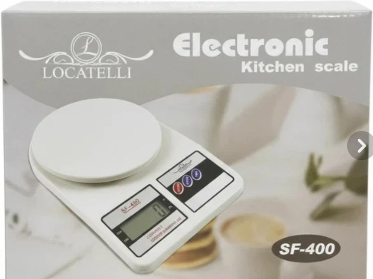 ترازو آشپزخانه اصلی چین برند سومیت با باطری، دیجیتال 10 کیلویی sf 400 دقت 1 گرم، سفید درجه 1 ، ممتاز 5 ستاره