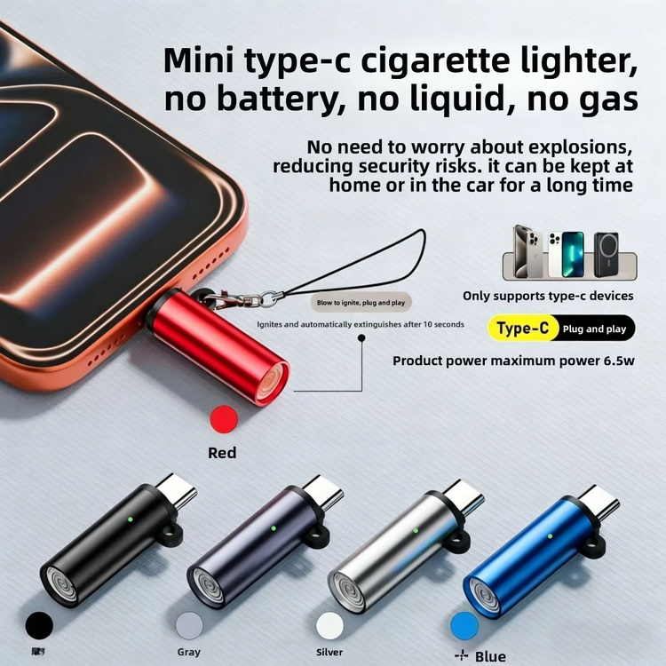 فندک برقی USB-C موبایل | فندک المنتی مینی